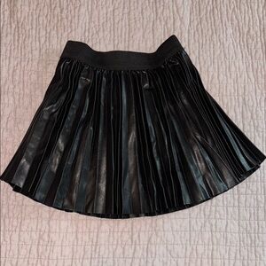 Girls Faux Leather Black Pleated Skirt Size 6x